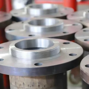 Flanged pipe connectors in industrial setting
